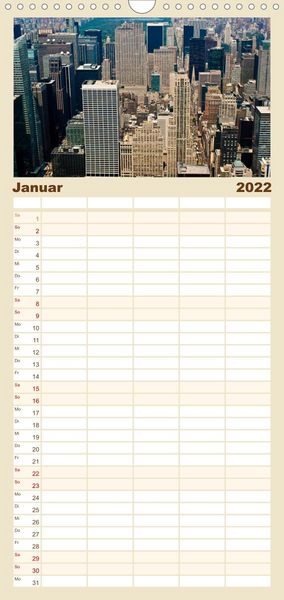 Produktbild: Familienplaner Ansichten einer Stadt: New York (Wandkalender 2022 , 21 cm x 45 cm, hoch)