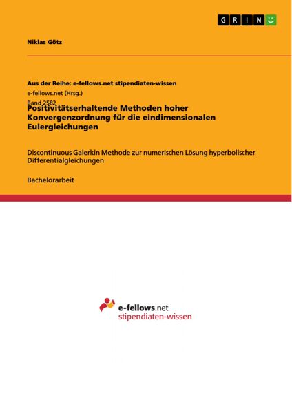 Produktbild: Positivit&auml;tserhaltende Methoden hoher Konvergenzordnung f&uuml;r die eindimensionalen Eulergleichungen