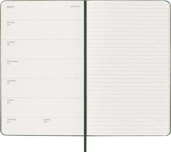 Produktbild: Moleskine 12 Monate Wochen Notizkalender 2027, Large/A5, 1 Wo = 1 Seite, rechts linierte Seite, Fester Einband, Myrtengr&uuml;n
