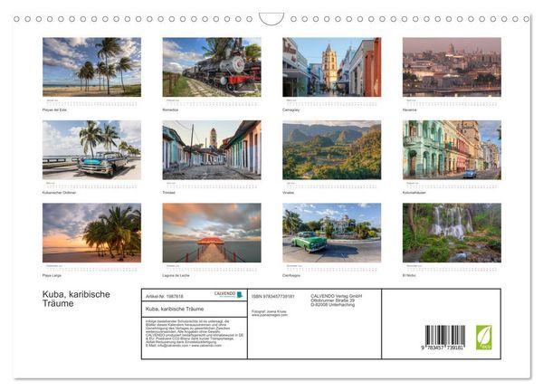 Produktbild: Kuba, karibische Tr&auml;ume (Wandkalender 2026 DIN A3 quer), CALVENDO Monatskalender