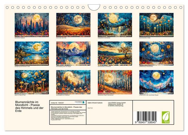 Produktbild: Blumenn&auml;chte im Mondlicht - Poesie des Himmels und der Erde (Wandkalender 2026 DIN A4 quer), CALVENDO Monatskalender