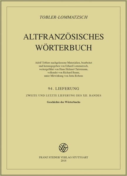Produktbild: Altfranz&ouml;sisches W&ouml;rterbuch. Band 12. Lieferung 94