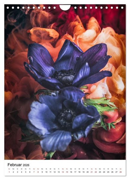 Produktbild: Spiel der Farben - Bl&uuml;ten unter Wasser mit Acrylfarben (Wandkalender 2026 DIN A4 hoch), CALVENDO Monatskalender