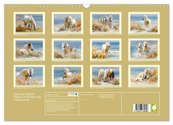 Produktbild: Hufe am Strand. Pferde im Schein des K&uuml;stenlichts (Wandkalender 2027 DIN A3 quer), CALVENDO Monatskalender
