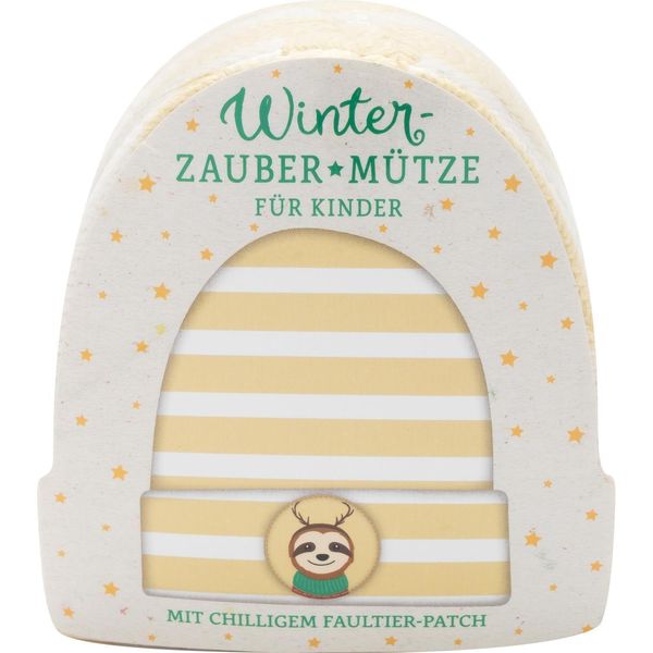 Produktbild: GRUSS & CO Zauberm&uuml;tze f&uuml;r Kinder, in M&uuml;tzen-Form gepresst, mit Motivdruck "Winter Faultier", Einheitsgr&ouml;&szlig;e f&uuml;r Kinder von 3-7 Jahren