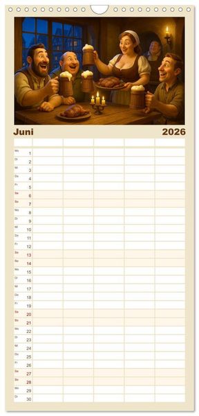 Produktbild: Familienplaner 2026 - Im Mittelalter handgemacht mit 5 Spalten (Wandkalender, 21 x 45 cm) CALVENDO