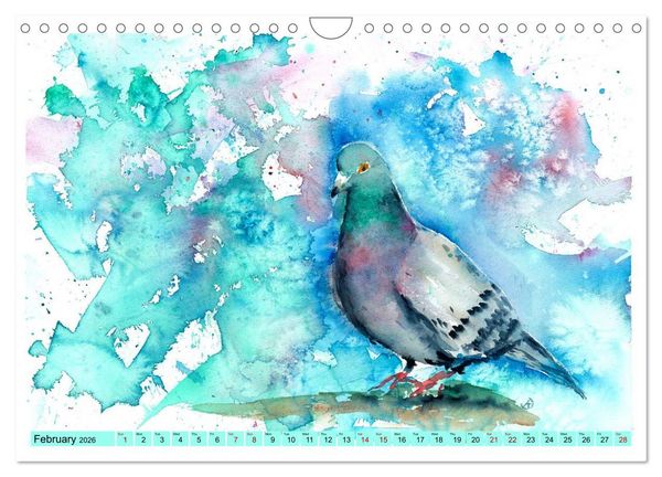 Produktbild: The Fascinating World of Birds in Watercolour (Wall Calendar 2026 DIN A4 landscape), CALVENDO 12 Month Wall Calendar