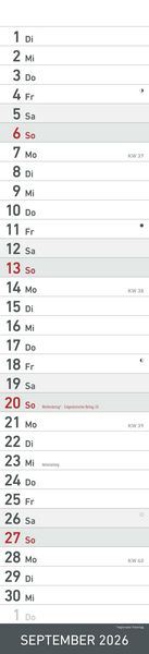 Produktbild: Streifenplaner SCHWARZ 2026 - Streifenkalender - Wandplaner - Küchen-Kalender - 11,3x49,5