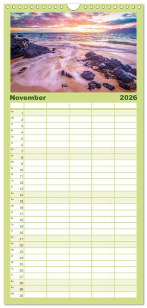 Produktbild: Familienplaner 2026 - Hawaii Traumziel mit 5 Spalten (Wandkalender, 21 x 45 cm) CALVENDO