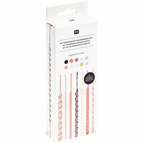 Produktbild: DIY Freundschaftsarmb&auml;nder Set, Fashion Colours, 10x8 m Stickgarn in 10 verschiedenen Farben, 100 % Baumwolle, Neon 100% Polyester