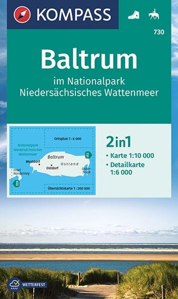 Produktbild: KOMPASS Wanderkarte 730 Baltrum im Nationalpark Nieders&auml;chsisches Wattenmeer 1:10000 1:10.000
