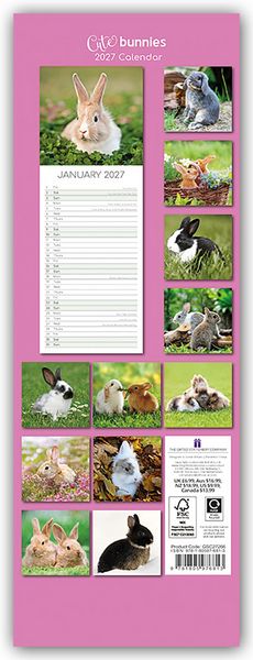 Produktbild: Cute Bunnies &ndash; S&uuml;&szlig;e H&auml;schen &ndash; Slimline-Kalender 2027