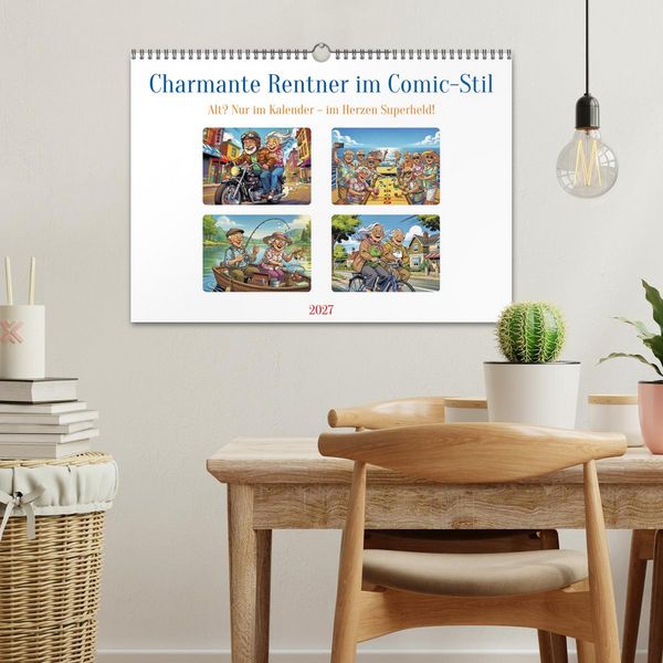 Produktbild: Charmante Rentner im Comic-Stil (Wandkalender 2027 DIN A3 quer), CALVENDO Monatskalender