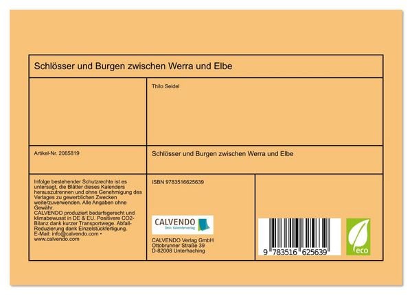 Produktbild: Schl&ouml;sser und Burgen zwischen Werra und Elbe (Tischkalender 2026 DIN A5 quer), CALVENDO Monatskalender