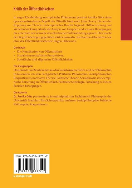 Produktbild: Kritik der &Ouml;ffentlichkeiten
