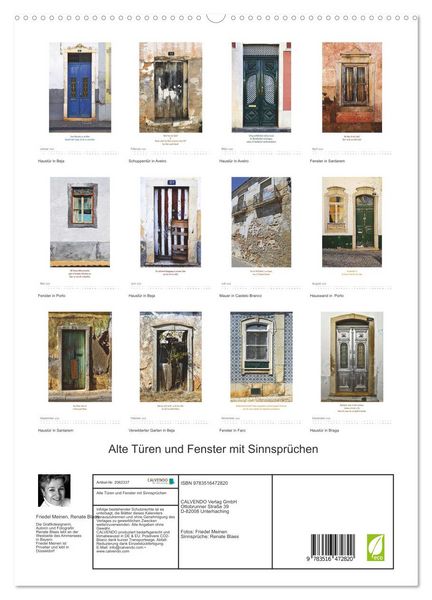 Produktbild: Alte T&uuml;ren und Fenster mit Sinnspr&uuml;chen (hochwertiger Premium Wandkalender 2026 DIN A2 hoch), Kunstdruck in Hochglanz