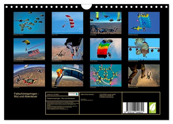 Produktbild: Fallschirmspringen - Mut und Abenteuer (Wandkalender 2026 DIN A4 quer), CALVENDO Monatskalender