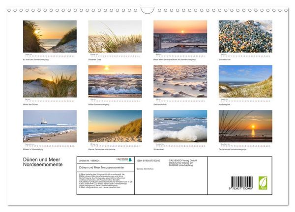Produktbild: D&uuml;nen und Meer Nordseemomente (Wandkalender 2026 DIN A3 quer), CALVENDO Monatskalender