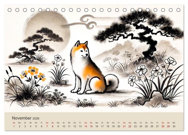 Produktbild: Chinesische Tierkreiszeichen - Kunstvolle KI-Tuschemalerei des Ostens (Tischkalender 2026 DIN A5 quer), CALVENDO Monatskalender