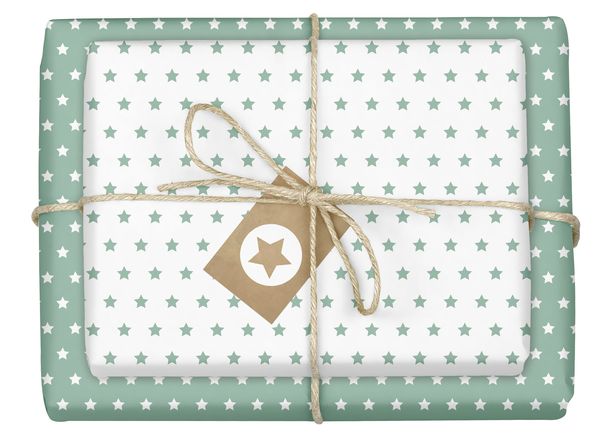 Produktbild: Geschenkpapier-Set Sterne (mint-gr&uuml;n, wei&szlig;)