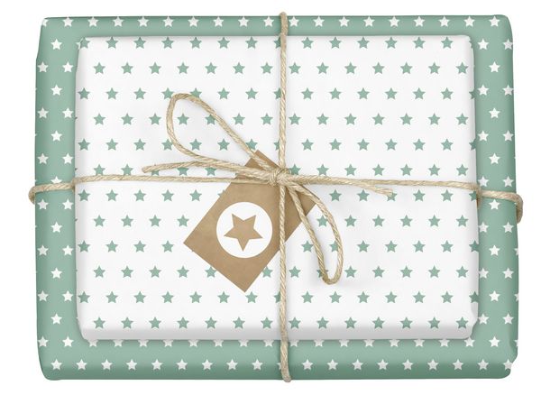 Produktbild: Geschenkpapier-Set Sterne (mint-gr&uuml;n, wei&szlig;)