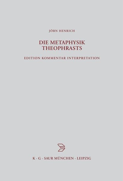 Produktbild: Die Metaphysik Theophrasts