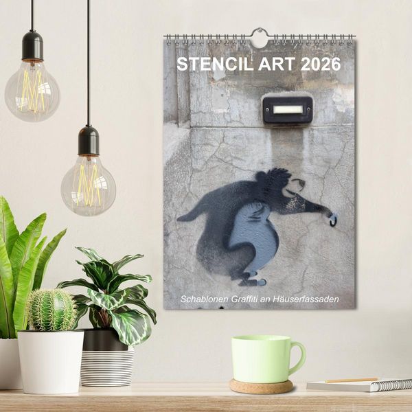 Produktbild: STENCIL ART 2026 - Schablonen Graffiti an H&auml;userfassaden / Planer (Wandkalender 2026 DIN A4 hoch), CALVENDO Monatskalender