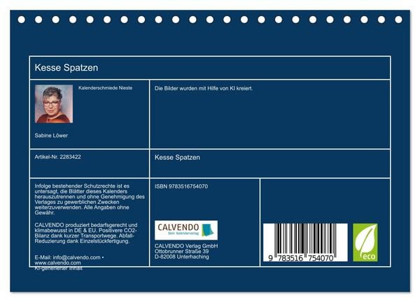 Produktbild: Kesse Spatzen (Tischkalender 2027 DIN A5 quer), CALVENDO Monatskalender