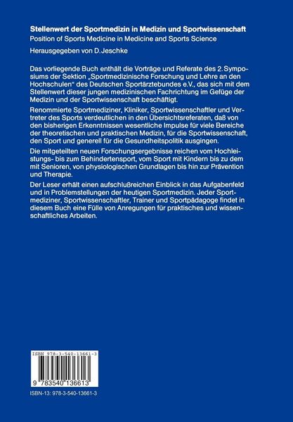 Produktbild: Stellenwert der Sportmedizin in Medizin und Sportwissenschaft/Position of Sports Medicine in Medicine and Sports Science