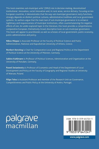 Produktbild: Sub-Municipal Governance in Europe