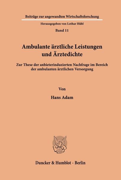 Produktbild: Ambulante &auml;rztliche Leistungen und &Auml;rztedichte.