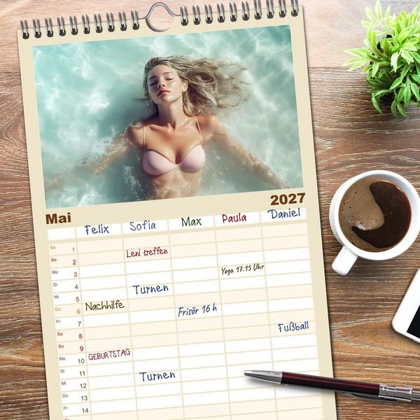 Produktbild: Familienplaner 2027 - Entspannen am Strand mit 5 Spalten (Wandkalender, 21 x 45 cm) CALVENDO