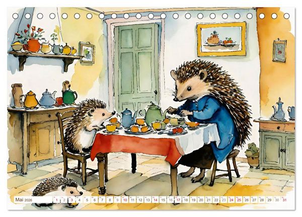 Produktbild: Bei Familie Igel (Tischkalender 2026 DIN A5 quer), CALVENDO Monatskalender