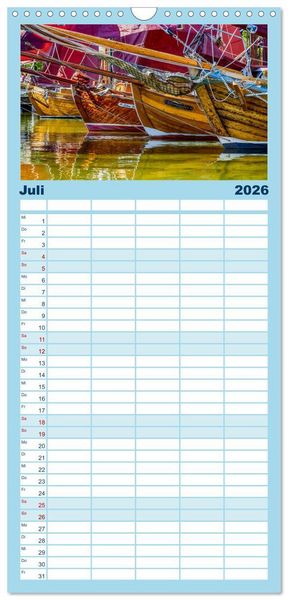 Produktbild: Familienplaner 2026 - Fischland-Dar&szlig;-Zingst Impressionen der Halbinsel mit 5 Spalten (Wandkalender, 21 x 45 cm) CALVENDO