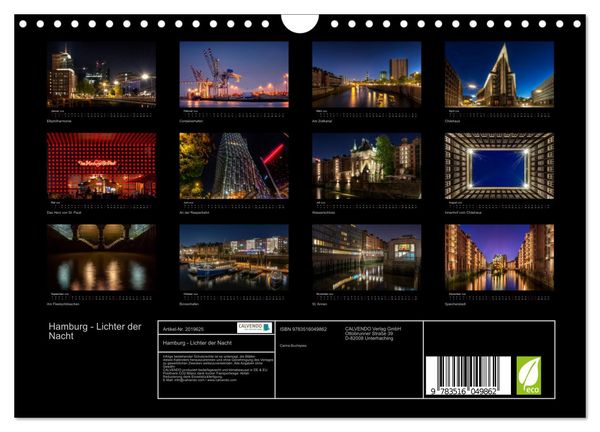 Produktbild: Hamburg - Lichter der Nacht (Wandkalender 2026 DIN A4 quer), CALVENDO Monatskalender