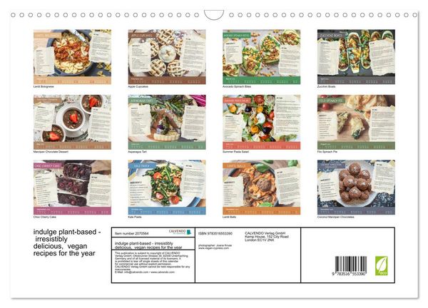 Produktbild: indulge plant-based - irresistibly delicious, vegan recipes for the year (Wall Calendar 2026 DIN A3 landscape), CALVENDO 12 Month Wall Calendar