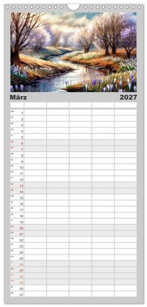 Produktbild: Familienplaner 2027 - Landschaften im Jahreskreis mit 5 Spalten (Wandkalender, 21 x 45 cm) CALVENDO