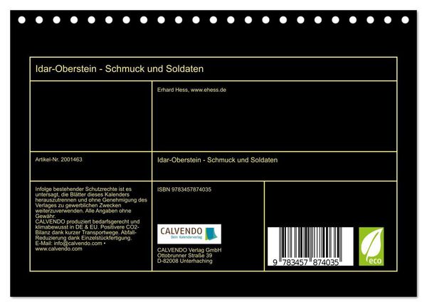 Produktbild: Idar-Oberstein - Schmuck und Soldaten (Tischkalender 2026 DIN A5 quer), CALVENDO Monatskalender