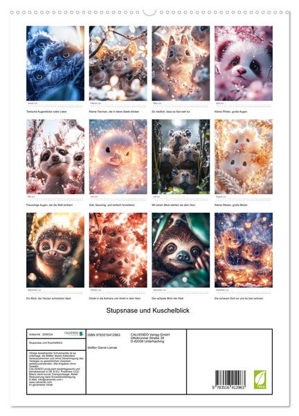 Produktbild: Stupsnase und Kuschelblick (hochwertiger Premium Wandkalender 2026 DIN A2 hoch), Kunstdruck in Hochglanz