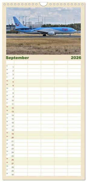 Produktbild: Familienplaner 2026 - Flugzeuge aller Art mit 5 Spalten (Wandkalender, 21 x 45 cm) CALVENDO