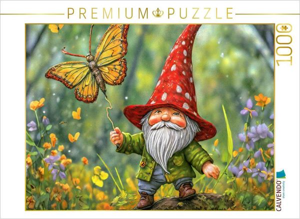 Produktbild: CALVENDO Puzzle Ein Wichtel l&auml;sst einen Drachen steigen | 1000 Teile Lege-Gr&ouml;&szlig;e 64x48cm Foto-Puzzle f&uuml;r gl&uuml;ckliche Stunden