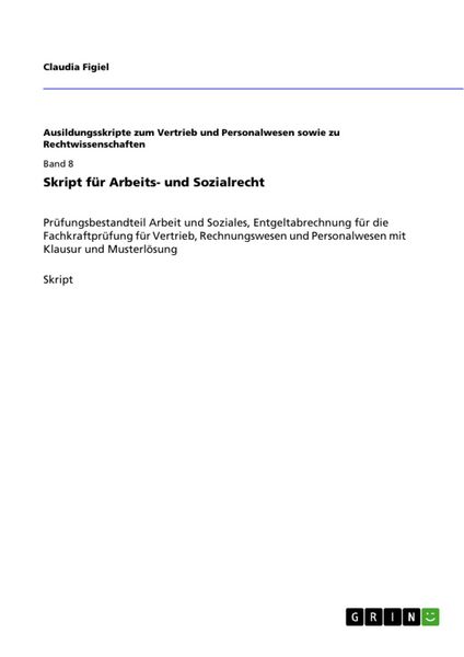 Produktbild: Skript f&uuml;r Arbeits- und Sozialrecht