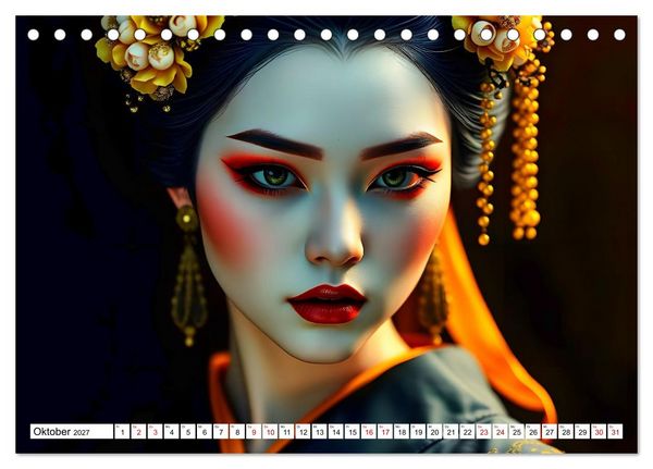 Produktbild: Dunkle Eleganz der Geishas (Tischkalender 2027 DIN A5 quer), CALVENDO Monatskalender