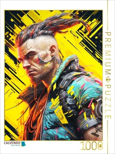 CALVENDO Puzzle Cyberpunk Heroe Futuristische Fusion von Technik und Kunst | 1000 Teile Lege-Größe 64x48cm Foto-Puzzle f