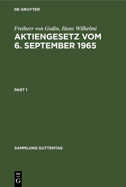 Produktbild: Aktiengesetz vom 6. September 1965