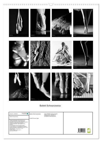 Produktbild: Ballett Schwarzweiss (Wandkalender 2026 DIN A2 hoch), CALVENDO Monatskalender