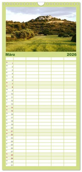 Produktbild: Familienplaner 2026 - Trauminsel Rhodos mit 5 Spalten (Wandkalender, 21 x 45 cm) CALVENDO