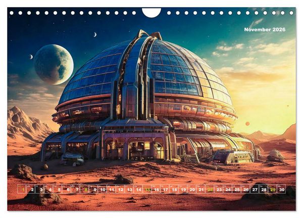 Produktbild: Pionierbauten auf fremden Planeten (Wandkalender 2026 DIN A4 quer), CALVENDO Monatskalender