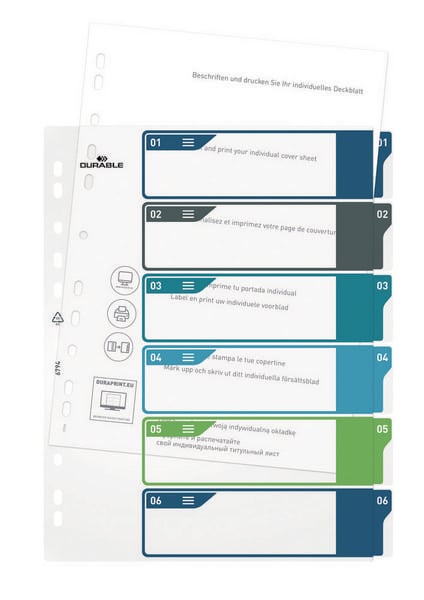 Produktbild: Durable 679427 Register DIN A4+ 1-6 Mehrfarbig 6 Registerbl&auml;tter 679427