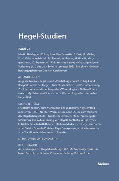 Produktbild: Hegel-Studien Band 25